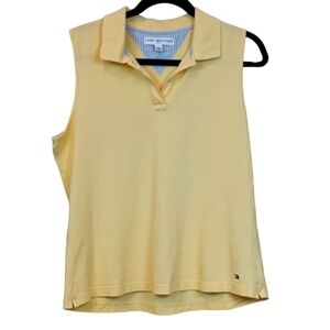 Tommy Hilfiger sleeveless yellow collared polo golf shirt size large